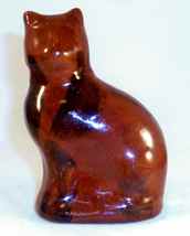 [1988 Scarce Manganese Glazed Redware Cat Still Penny Bank by Lester Bre... - $77.00