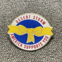 Vintage Desert Storm America Salutes You Patriotic Yellow Ribbon Pin KG JD - £9.34 GBP