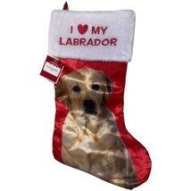 Christmas 18” Red Satin Dog Stocking “I Love My Labrador” Labrador Retriever NWT - £9.42 GBP