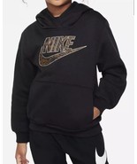 New Nike Hoodie Youth Size 6x Black Swoosh Leopard Print - €21,32 EUR