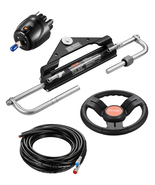 VEVOR 150HP Hydraulic Outboard Steering Kit, with 13.5-inch Steering Wheel - $370.99