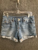 Faded Glory Jean Shorts Womens Size 4 Blue Denim Cuffed Low Rise 3.5&quot; In... - £8.81 GBP