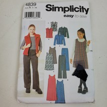 Vintage Simplicity 4839 Sewing Pattern Girls Jacket Vest Pants Jumper A 7-16 - $11.30