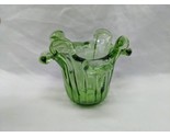 Vintage MCM Green Swung Art Glass Dish Bowl 3 1/4&quot; X 3 1/4&quot; - £27.90 GBP