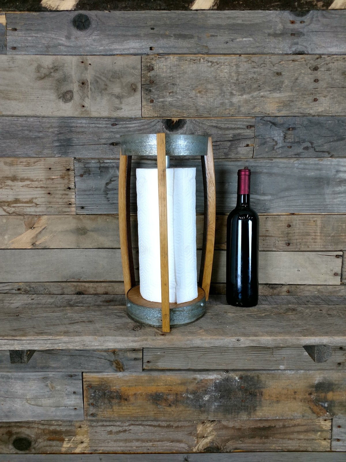 Counter Top Paper Towel Holder - Serviette - Reclaimed California wine barrels - $99.00