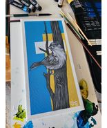 Acrylic and Graphite Paint on Canvas &quot;AL Pendiente&quot; By Dairon Leon-Signed - £110.50 GBP