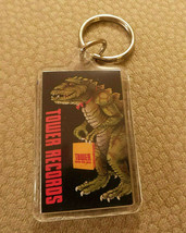 Tower Records Dinosaur Monster w text Strong Plastic Keychain w Key Ring 1996 NF - £22.80 GBP