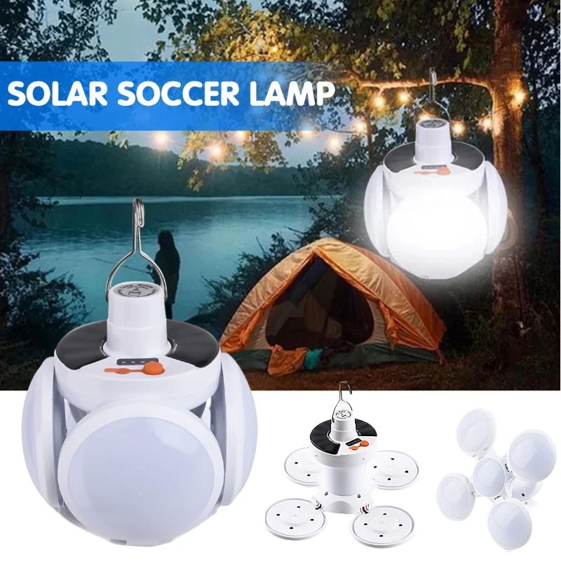 Solar Light Football Bulbs USB Rechargeable Night Light Camping Lamp Foldable - £10.58 GBP+