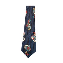 Halston III Vintage Mens Tie Blue Abstract 100% Italian Silk USA Neck Tie - $29.99