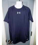 Under Armour Fitted Heat Gear Blue Short Sleeve Shirt Size Large Boy&#39;s EUC - £13.45 GBP