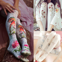 Women Lolita Girl Floral Velet Pantyhose 80D Thermal Fairy Tights Stockings Sock - £12.58 GBP