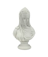 The Veiled Maiden Lady Bust Sculpture by Monti 1875 Cast Marble Statue - $64.65