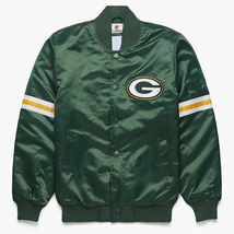 NFL Green Bay Packers Green Satin Bomber Baseball Letterman Varsity Jacket - £107.93 GBP