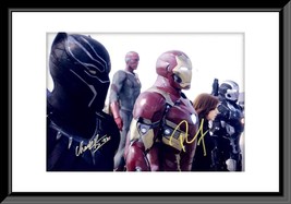 Captain America: Civil War Chadwick Boseman and Robert Downey Jr, signed movie p - £313.25 GBP