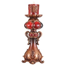 20&quot; Brown and Red Faux Marble Tabletop Candle Holder and Candle - $347.16