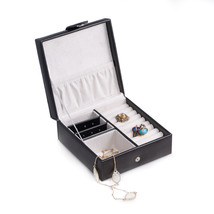 Bey-Berk Black Quilted Leather Jewelry Box for Rings earrings with Snap Closure  - $47.95