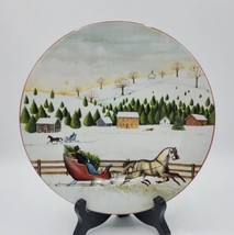 Sakura David Carter Brown Holiday Christmas Valley 8&quot; Porcelain Salad Plate - $9.89