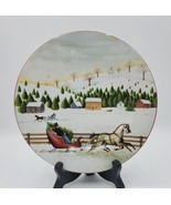 Sakura David Carter Brown Holiday Christmas Valley 8&quot; Porcelain Salad Plate - £7.90 GBP