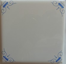 Blue and White Tile Delft Style Oxen wall tile  - $5.00