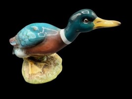 Italy Duck Ceramic Anique Statue Figurine Green Brown Hunting Decor 11&quot; ... - £36.20 GBP