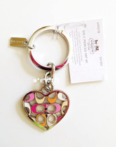 Coach Signature C Pierced Heart Key Ring Chain Fob NWT - £35.38 GBP