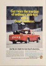 1967 Print Ad Jeep Gladiator Pickup Truck with 4-Wheel Drive in the Snow on Farm - £15.64 GBP