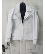 New Men&#39;s Stylish Punk Silver Studded Belted Cowhide Biker Leather Jacke... - $239.99+