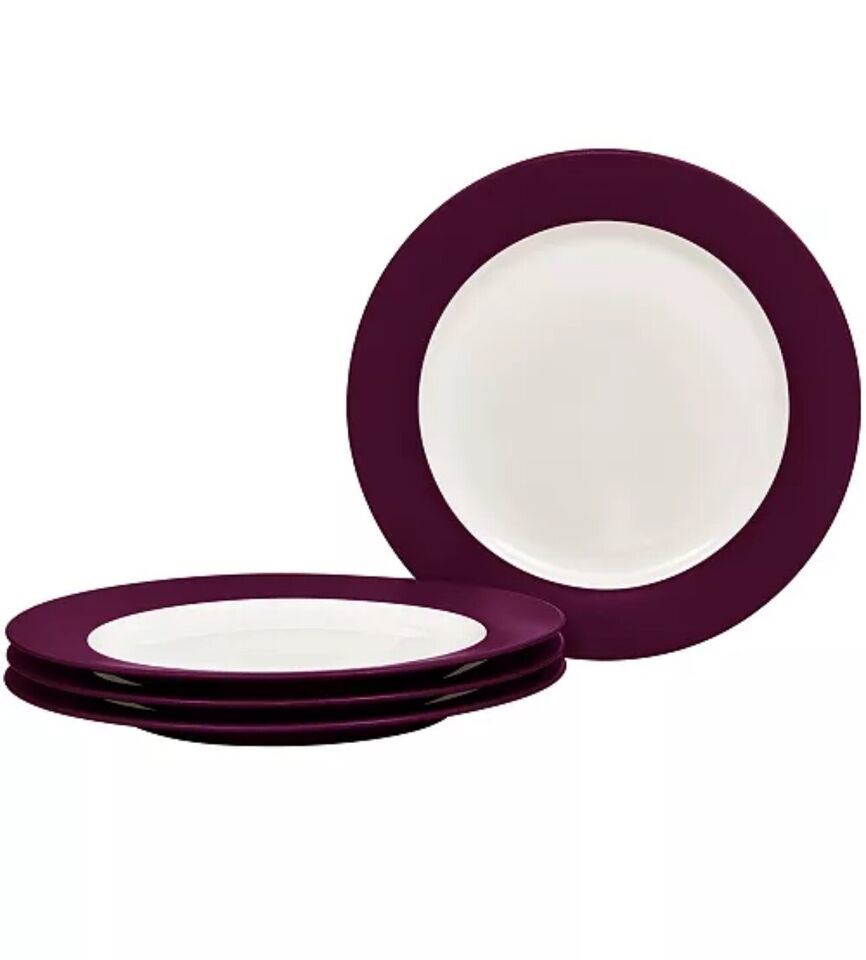NORITAKE COLORWAVE COLLECTION 4pc SET SALAD/ACCENT PLATE 8.25” BURGUNDY ... - $54.16