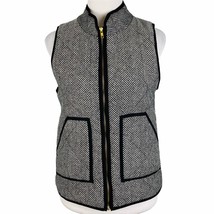 Merokeety Jacket Quilted Vest Womens Small Black White Herringbone Full ... - £15.29 GBP