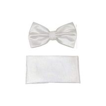 Men's Fancy Bow Tie/Hankie Set By J.Valintin Soft Microfiber Silky JVBT-36 White image 2