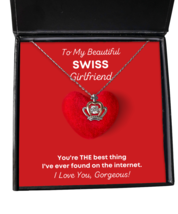 Necklace Birthday Present For Swiss Girlfriend - Jewelry Crown Pendant Gifts  - £39.78 GBP
