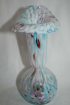 Vintage Spatter JIP Crimped Edge Glass Vase  Blue &amp; Pink   #583 - £37.96 GBP