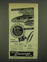 1952 Lou J. Eppinger Dardevle Fishing Lure Ad - Northern Pike, Brown Trout - £14.78 GBP