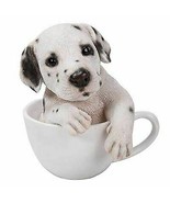 Realistic Adorable Spotted Dalmatian Puppy Dog in Teacup Statue 6&quot; Tall ... - €28,61 EUR