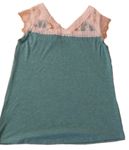 WOMEN&#39;S GREEN EMBRROIDERED TOP TANK TOP GREEN WHITE 100% COTTON - £9.33 GBP