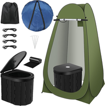 Portable Toilet Kit with Pop up Privacy Tent for Outdoor Camping Travel - £68.44 GBP