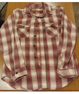 Vintage Levi’s Plaid Flannel Shirt Long Sleeve Red Tan Plaid Sz Large 2 ... - $37.21