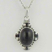 Solid 925 Sterling Silber Schwarz Onyx Anhänger Halskette Damen PSV-1941 - £26.45 GBP+