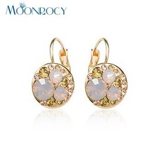 MOONROCY Rigant Trendy Earrings Zirconia Jewelry wholesale Austrian Crystal Rose - £14.48 GBP