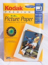 Kodak Premium High Gloss Picture Paper, 25 4&quot; x 6&quot; Sheets New In Package... - $9.89