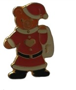Bear in a father Christmas suit Pin Badge - $5.70 CAD