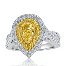 GIA Certified 1.46 CT Pear Light Yellow Diamond Infinity Ring 18k White ... - $108,702.75 MXN