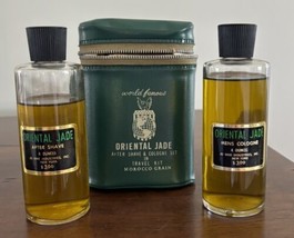 VTG Mens Oriental Jade After Shave &amp; Cologne Set In Travel Kit 4 Ounce B... - $59.39