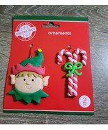 Christmas House Clay Like Ornaments. Elf &amp; Candy Canes  H-3.5&quot; x W- 2.125&quot; - €14,49 EUR