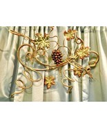 Vintage Metal Wine and Glass Holder Wall Mount Wall Art Sculpture Grapes - $36.80