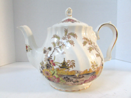 Sadler Teapot Oriental Landscape Ivory Swirl Pattern Made In England - £22.90 GBP