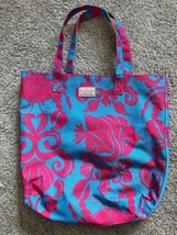 Lilly Pulitzer for Estee Lauder Beach Tote Bag Tropical Pink Blue 16” x 14” - £7.82 GBP
