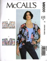 McCalls M8000 Misses XS to M Loose Fitting Casual Tops Uncut Sewing Pattern - £11.81 GBP