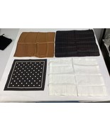 Set Of 3 Cotton Handkerchiefs And 1 Yellow Black Silk Pocket Square (M) - $14.84