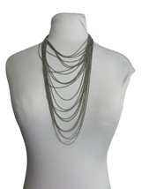 Signed c1946 Silver Tone Multi Strand Necklace Adjustable Statement Layered - £19.78 GBP